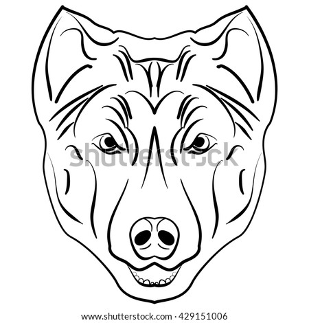 Vector illustration of dog head isolated ink sketch dog