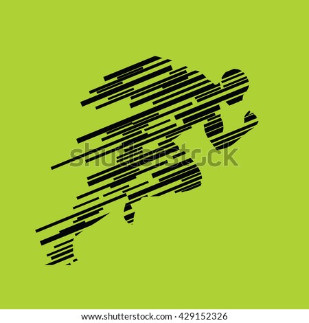 Run, running man from lines, abstract vector silhouette. Runner profile. Sprinter is gaining momentum at start Royalty-Free Stock Photo #429152326