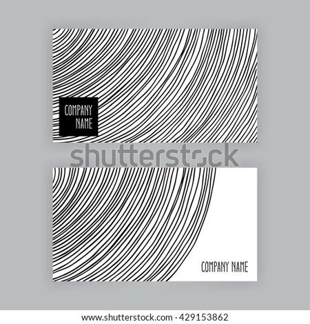 Two business cards of striped abstract patterns. hand-drawn illustration