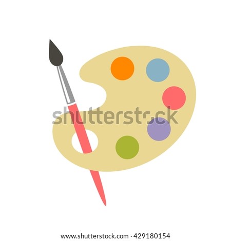 colorful brush and palette icon