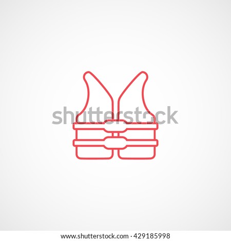 Safety Vest Red Line Icon On White Background