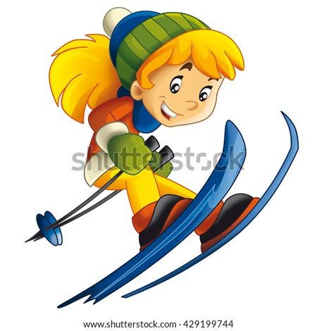 Cartoon child - ski - activity - isolated - illustration for children