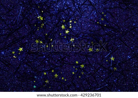 Bright and sparkling background with stars,ribbon,glitters and confetti / Celebration background / Ideal for festive promotions,birthdays, wedding,mother's day,father's day,graduation day and party