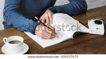 Man Drawing Sketch Design Label Artwork Concept Royalty-Free Stock Photo #429237679