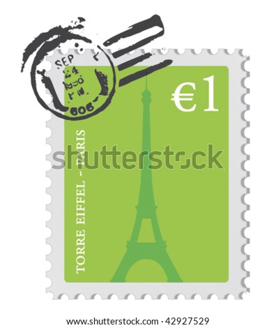 Vector postage stamp from Paris, France