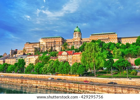 Budapest Royal Castle at morning time.  Royalty-Free Stock Photo #429295756