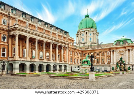 Budapest Royal Castle -Courtyard of the Royal Palace in Budapest. Hungary. Royalty-Free Stock Photo #429308371