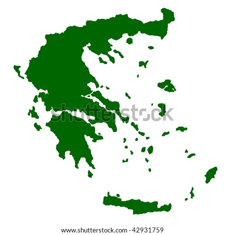 Map of Greece isolated on white background.