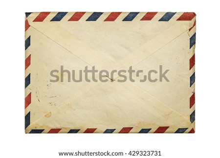 Old, vintage envelope isolated on white background with copy space