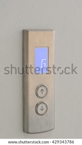 elevator buttons up and down direction with digital display on stainless plate at G floor