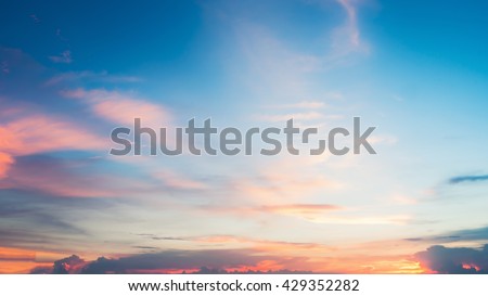 Beautiful sunset sky background or Landscape sunset. sunset with clouds
