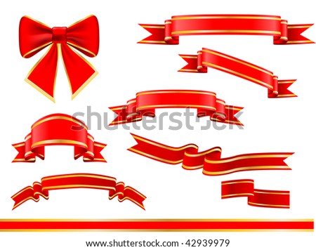 variety of vector holiday ribbons over white