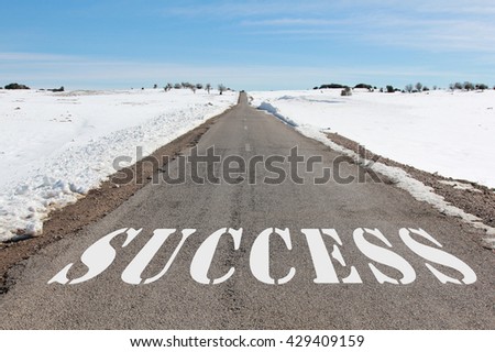 business concept of success on the road