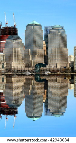 Manhattan skylines in a perfect symmetric reflection