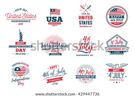 4th of July, United Stated independence day greeting. Fourth of July typographic design. Usable as greeting card, banner, background. Royalty-Free Stock Photo #429447736