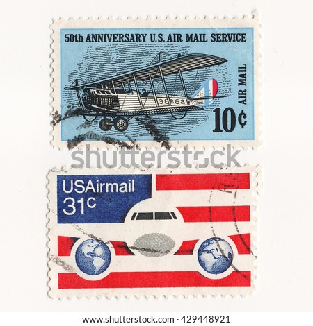 USA CIRCA 1960 set postage stams 50th Anniversary US Air Mail Service