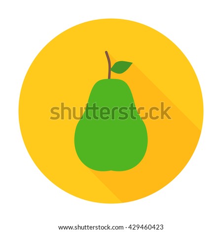 Pear flat circle icon. Vector illustration of fresh fruit food.