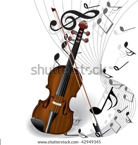 Music vector, violin on white background