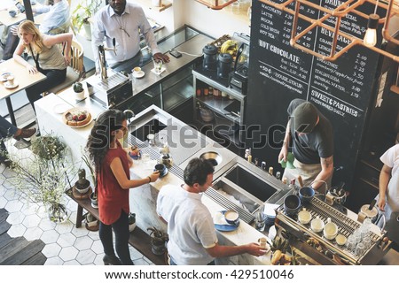 Coffee Shop Bar Counter Cafe Restaurant Relaxation Concept Royalty-Free Stock Photo #429510046