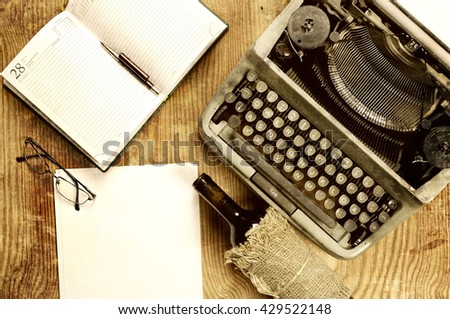 writer desktop with typewriter retro