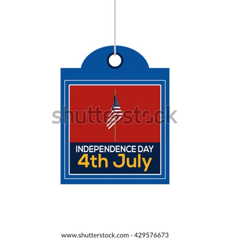 Isolated label with text and the american flag for independence day celebrations