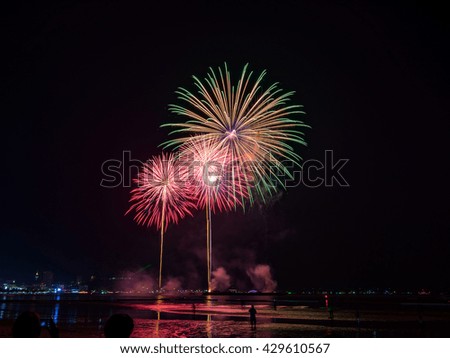 Beautiful firework display for celebration on the river  
