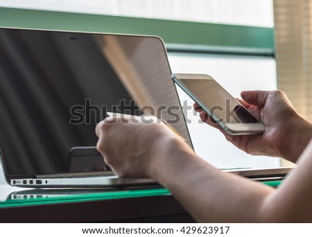 Online payment on internet banking service with customer using credit card paying bill on smartphone app