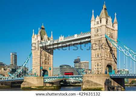 Tower bridge of London with blue sky
