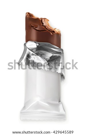 Chocolate bar, white polyethylene wrap, vector object Royalty-Free Stock Photo #429645589