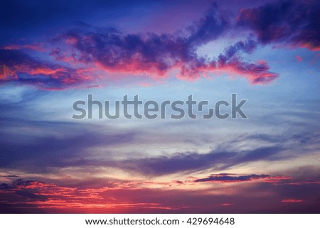 Beautiful fiery sky during sunset. Composition of Nature

