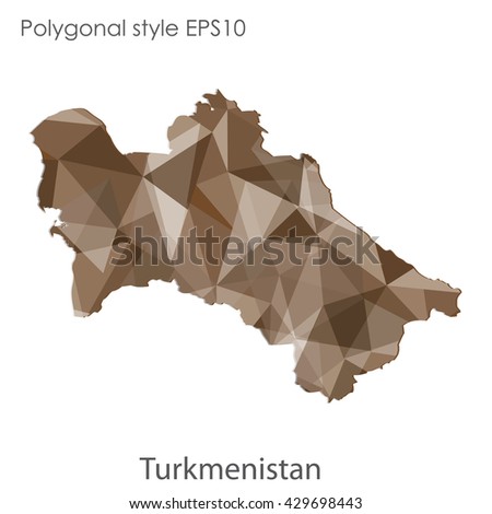 Turkmenistan map in geometric polygonal style.