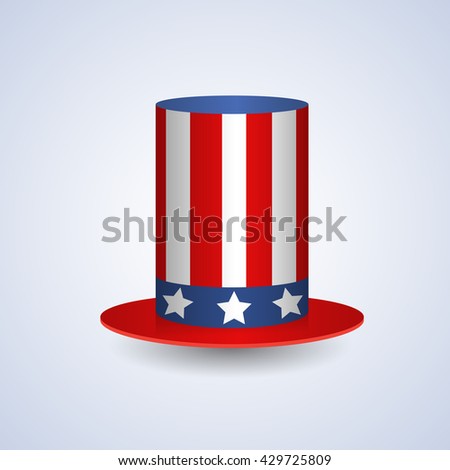 Cylinder Hat American United States Flag Symbol Flat Vector Illustration