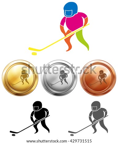 Medals for ground hockey illustration
