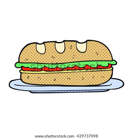 freehand drawn cartoon sub sandwich