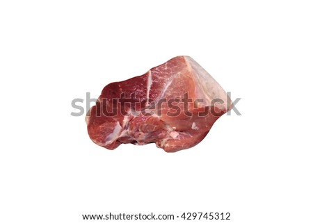 meat, meat beef, meat pork, loaf or heap raw meat, isolated on background white