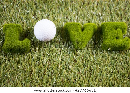 love letter with golf ball on green background