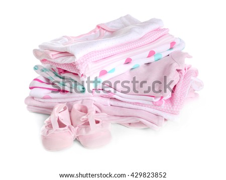 New baby clothes for newborn, isolated on white