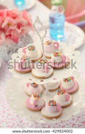 Marshmallow tea cups biscuits,tea party,toning