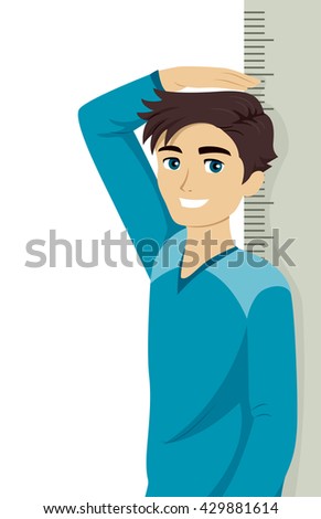 Illustration of a Teenage Boy Measuring His Height
