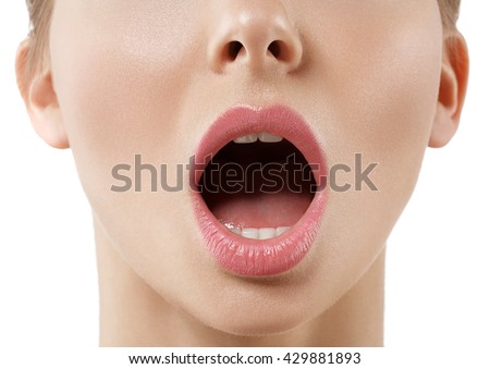 Open mouth woman close up Royalty-Free Stock Photo #429881893