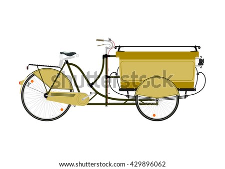 Cartoon cargo bike or rickshaw on a white background. Flat vector