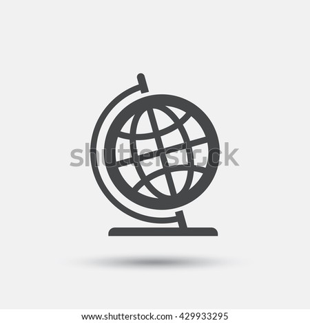 Globe sign icon. Geography symbol. Globe on stand for studying. Flat globe web icon on white background. Vector