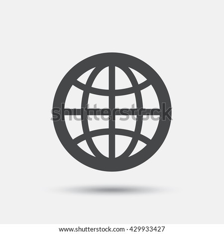 Globe sign icon. World symbol. Flat internet web icon on white background. Vector
