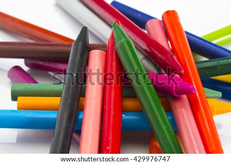 Wax crayons on white background