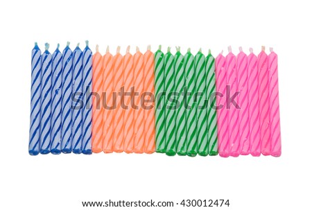 Row of Birthday Candles on White Background