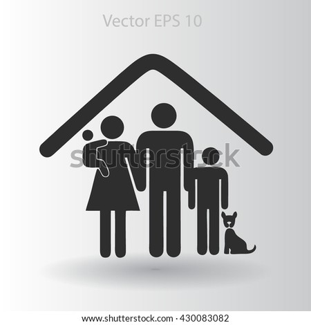 family with a pet vector illustration