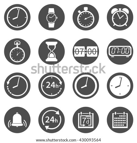 Vector Set of Black Circle Time Icons
