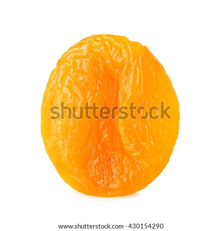Dried apricot close-up isolated on a white background. Royalty-Free Stock Photo #430154290