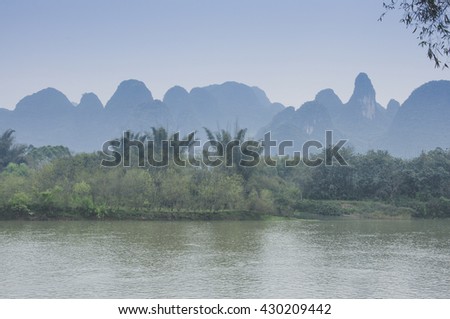 The beautiful Li river scenery in Guilin, China