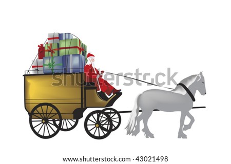 santa carrying splendid gifts,color version